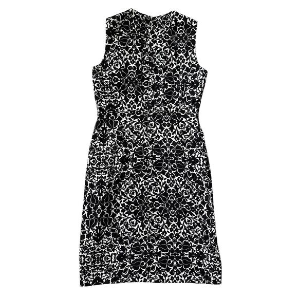 Tory Burch Monochrome Silk-Blend Shift Dress‎ Black/White Florals Size 6 - Picture 2 of 11